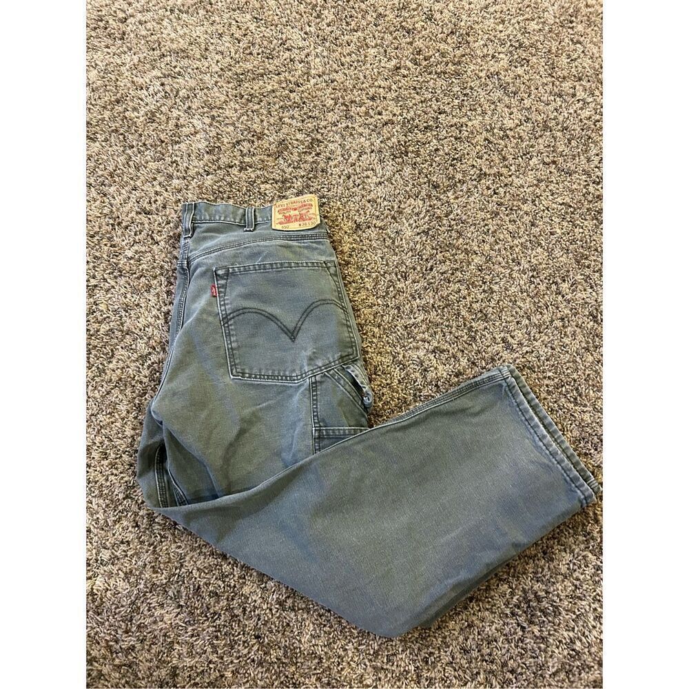 VTG Levis 550 Jeans Mens 38x30 Olive Denim Carpenter Relaxed Loose Baggy USA 90s